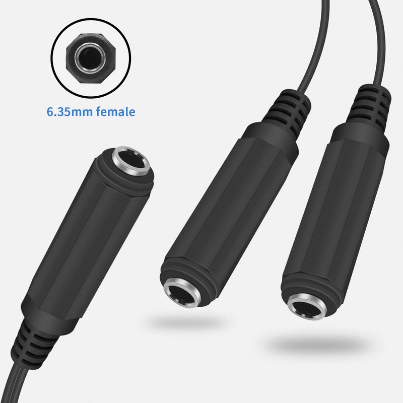 Duttek Guitar Y Cable, 6.35mm 1/4 inch Mono TS Female to 2x6.35mm 1/4 Inch Mono TS Female Y Splitter Cable 20cm/8inch (635F-2FMTS) - Image 5